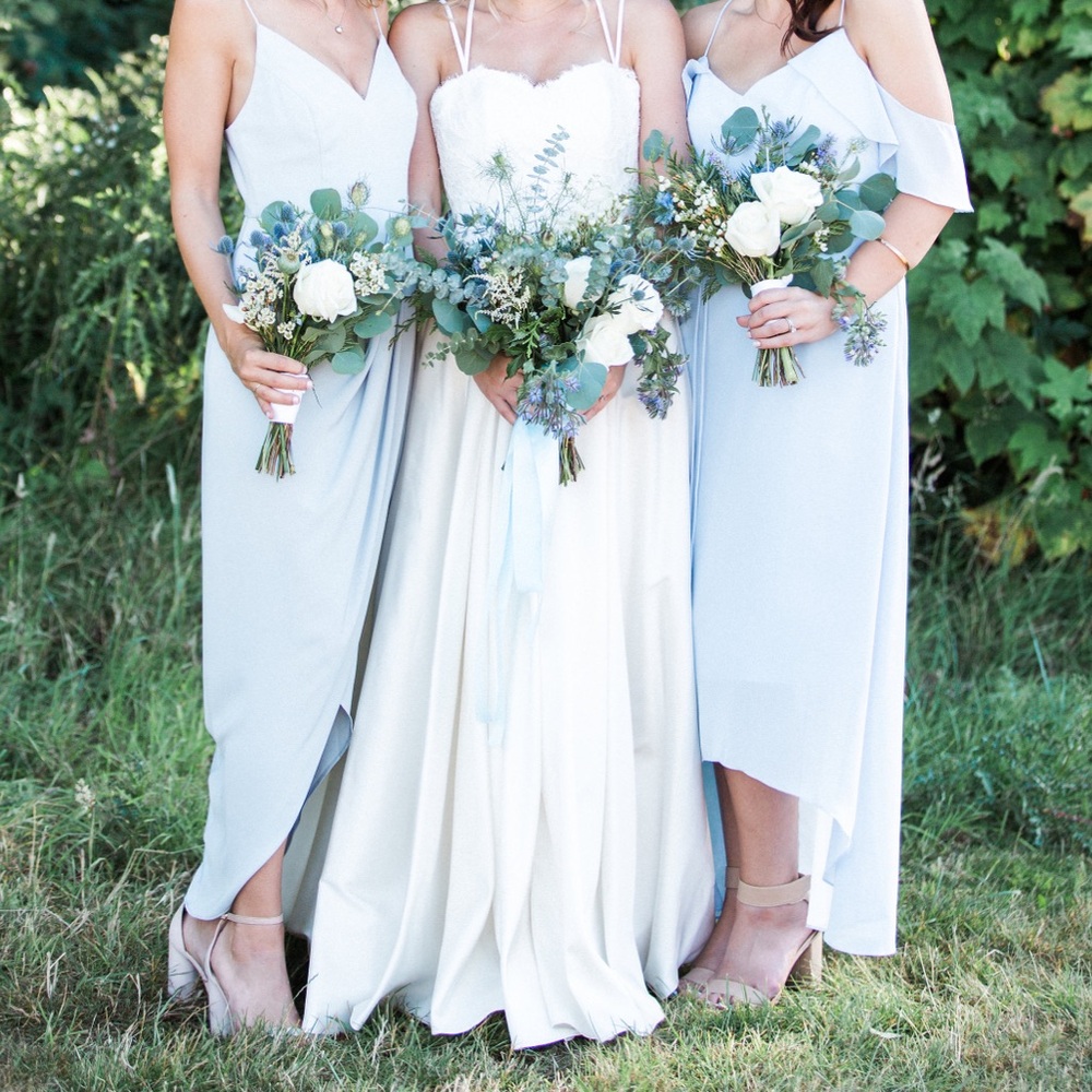 Baby blue / periwinkle Flutter sleeve (bridesmaid or grad) formal dress.